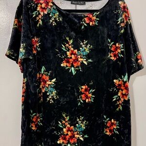 American City Wear Black Floral Blouse